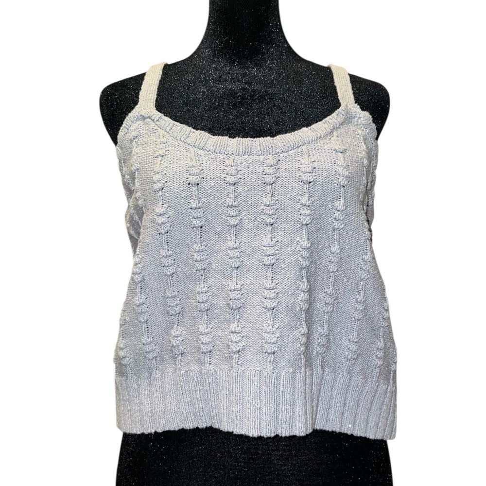 Weekend Los Angeles Grey knit crop tank top size Large NWT